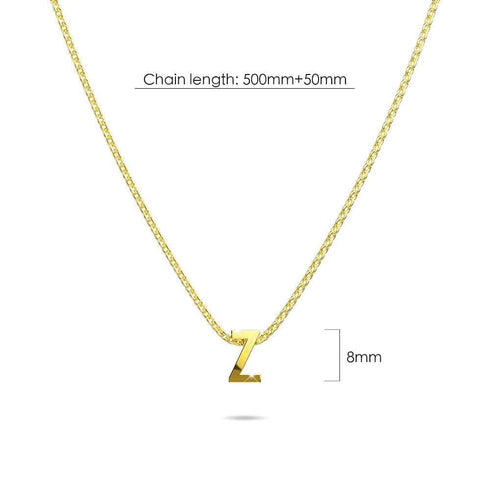 Initials Brick Alphabet Letter Necklace Gold Layered Steel Jewellery